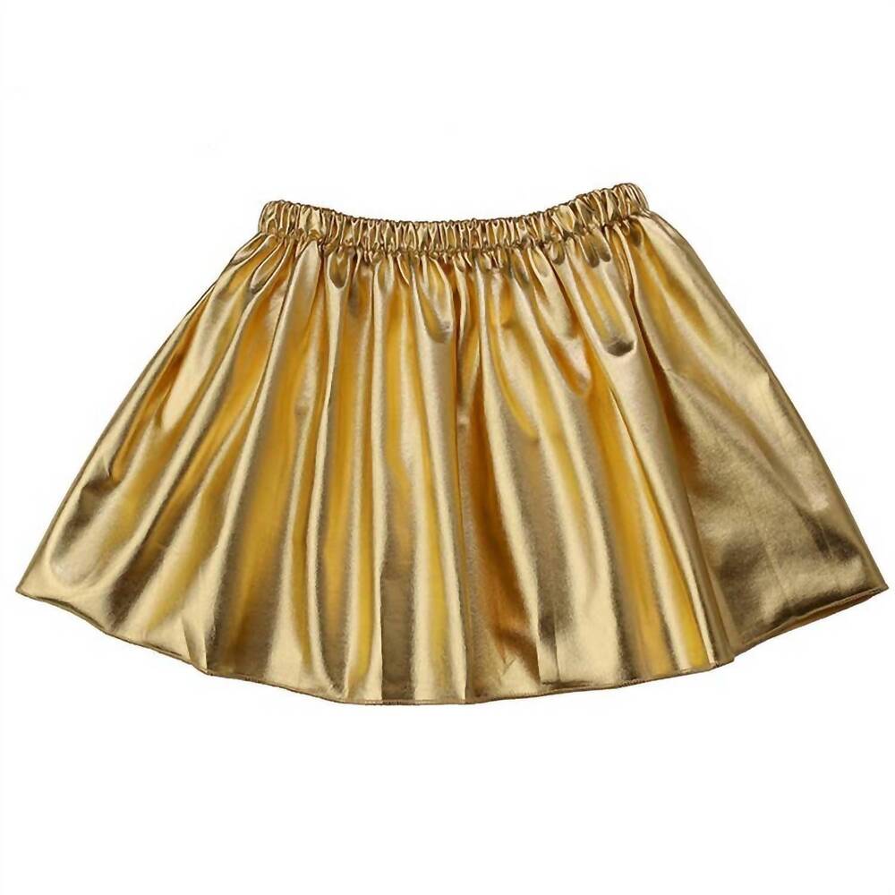 NEW SPARKLE SISTERS girls shimmering pleated metallic skirt in gold
